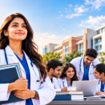 NEET PG admission 2026 in India with medical students and doctors outside a medical college, representing MCC counselling, MD MS seats and postgraduate medical education